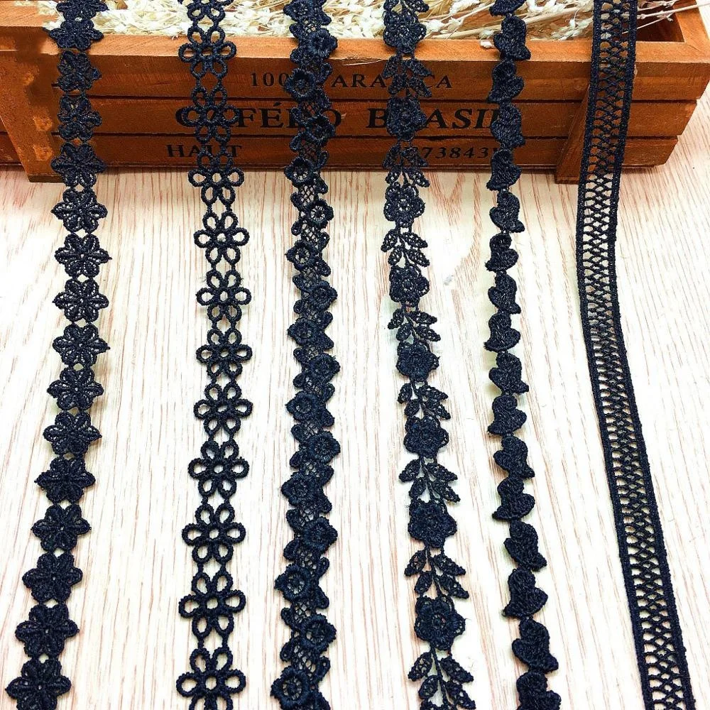 

Chemical Embroidery lace black Polyester Lace Trim