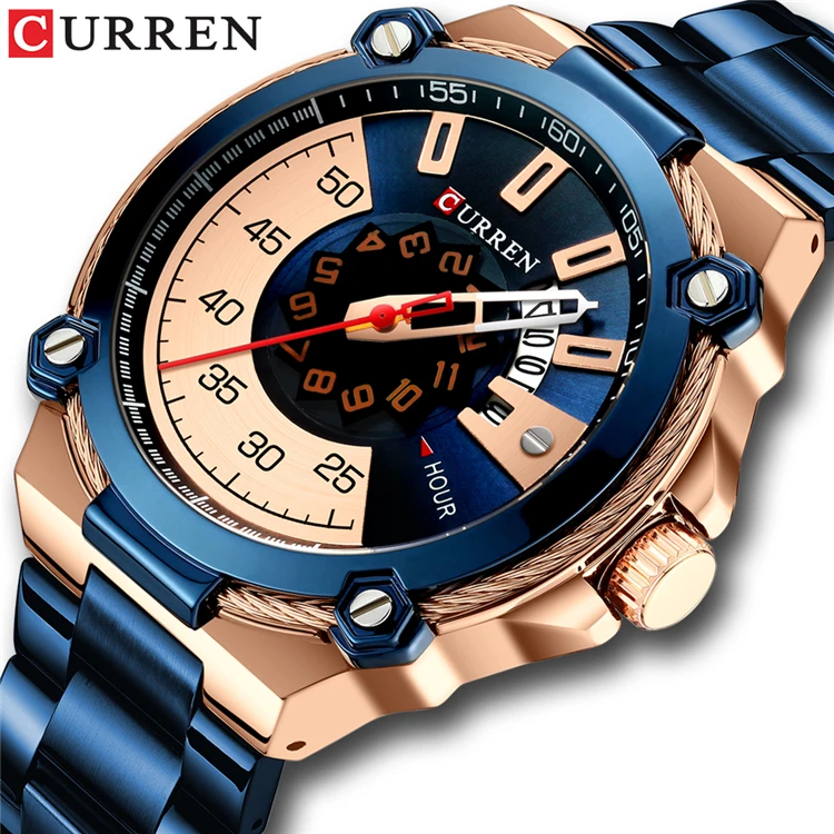 

CURREN Design Watches Men's Watch Quartz Clock Male Fashion Stainless Steel Wristwatch with Auto Date Causal Business New Watch, 4 colors