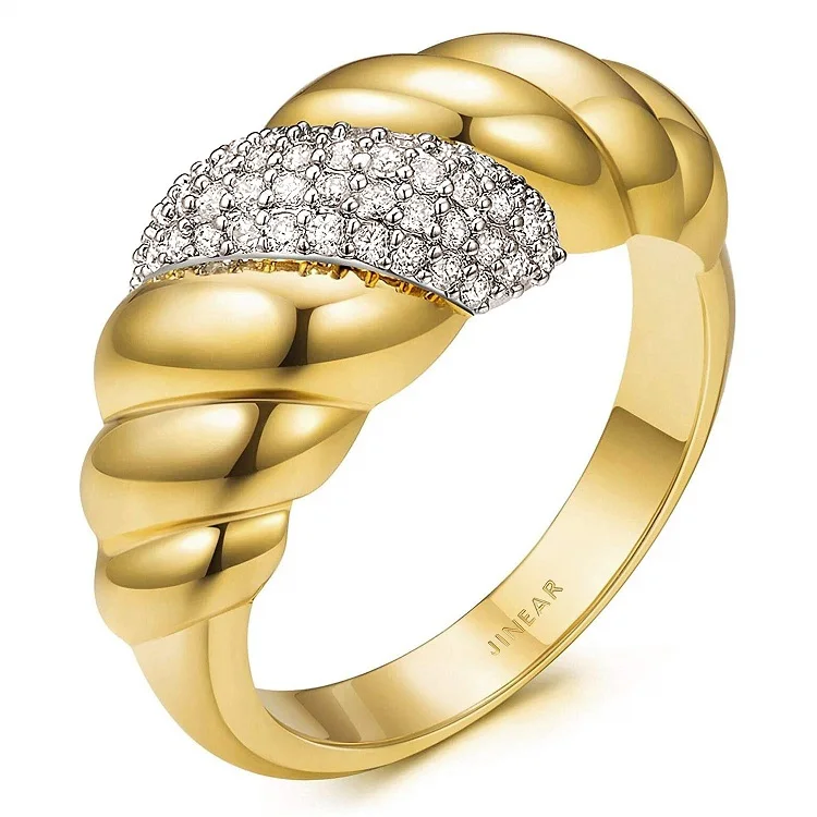 

Chunky faceted gemstone ring gild designed women popular stainless steel fashion rings 2020