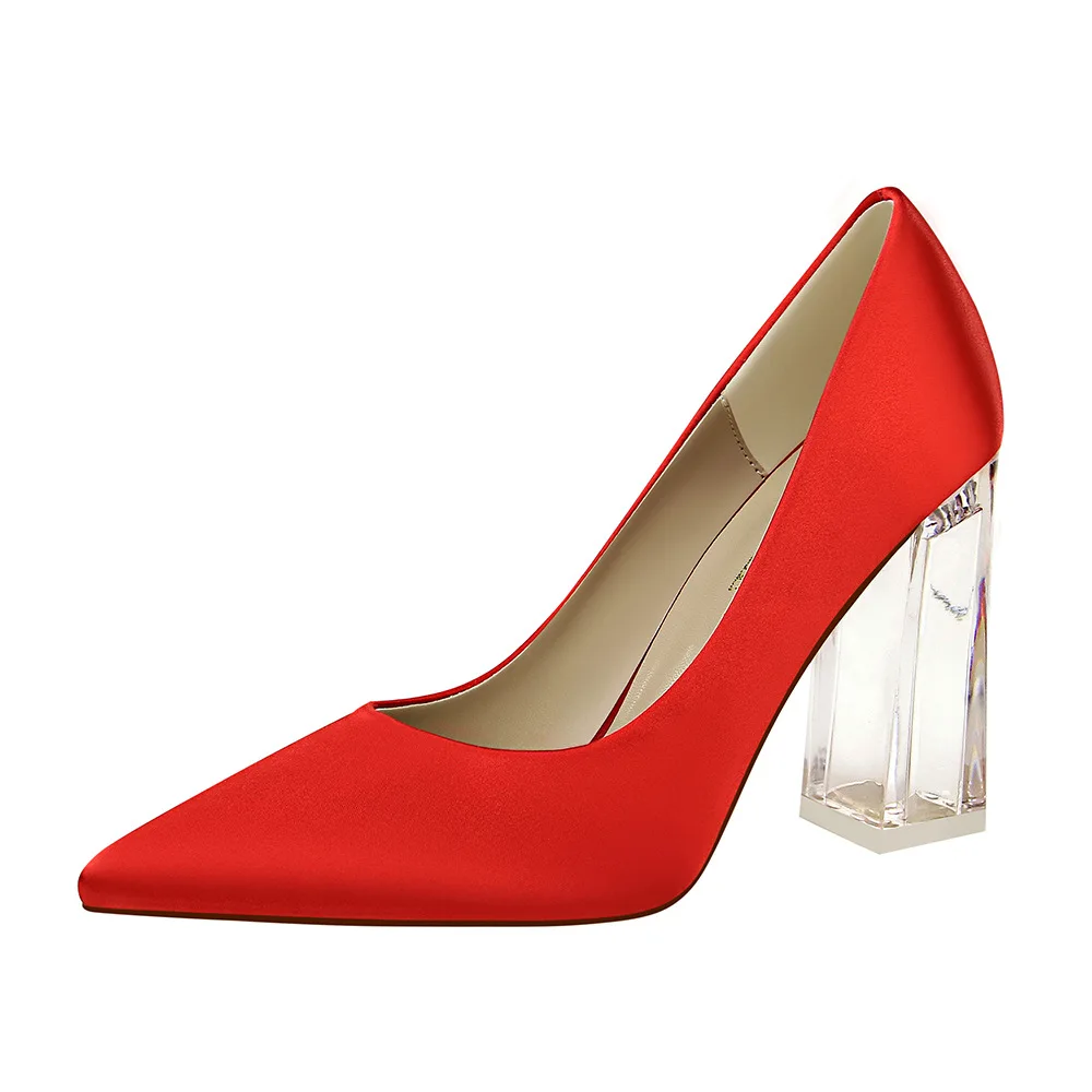 

Women's Wedding Shoes Stiletto Heel Pointed Toe Sparkling Glitter Satin Minimalism Spring & Fall White