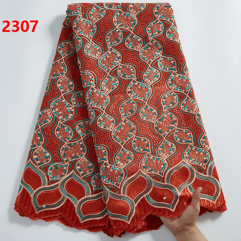 

2307 Free Shipping Nigerian Swiss Lace Fabrics Cotton Lace Fabric Market In Dubai Textile Fabric, Cupion