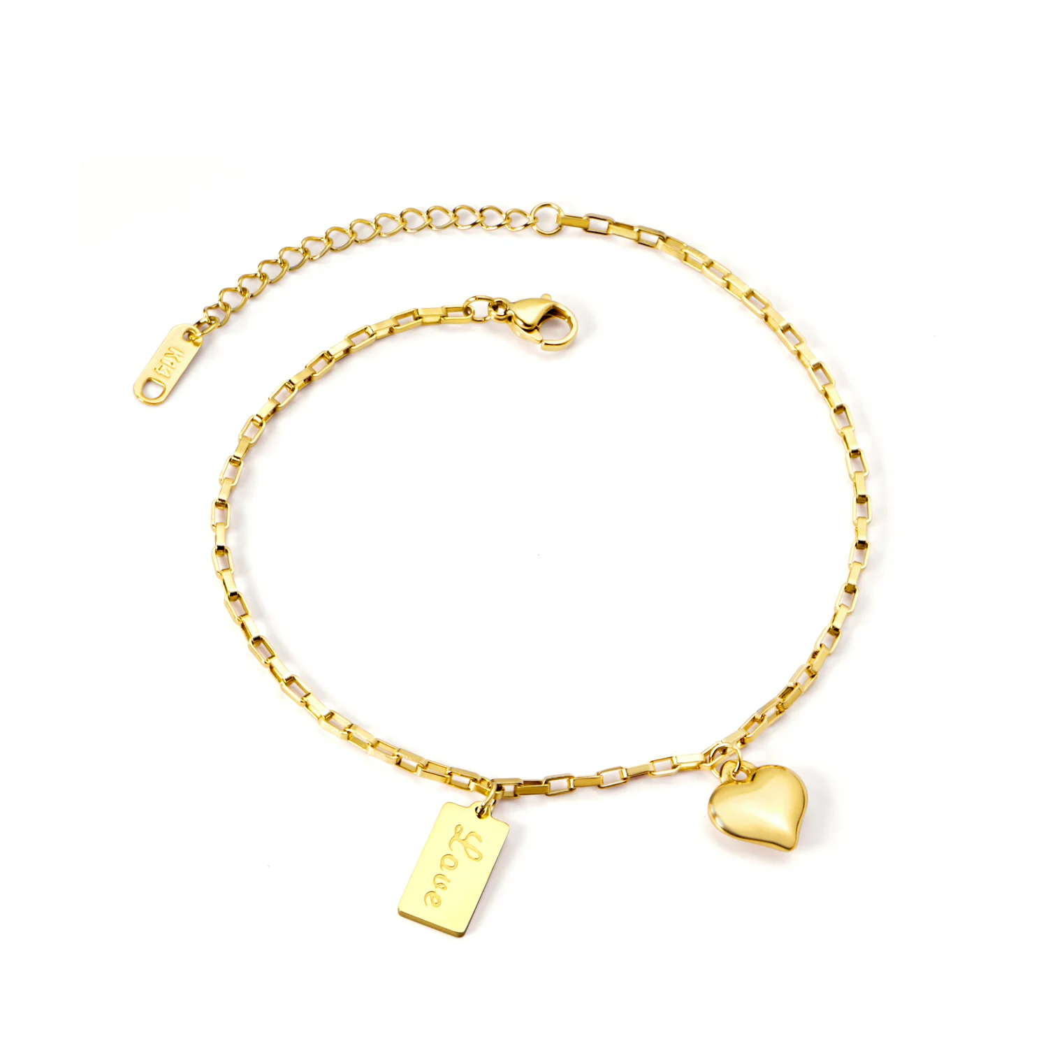 

Trendy 18k Gold Plated Heart Charm Anklets Stainless Steel Anklet Jewelry Custom Anklet