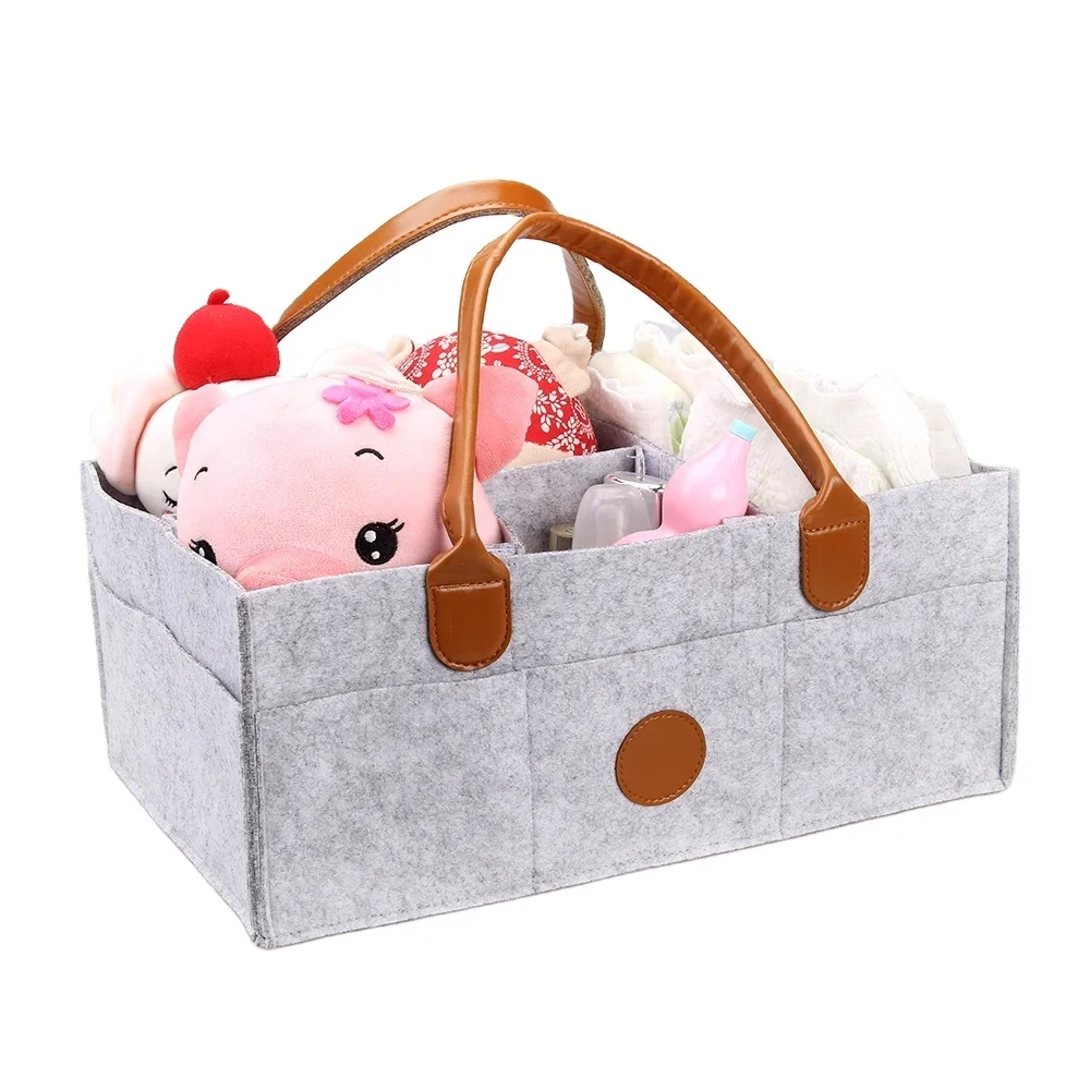 

2022 hot sale felt baby diaper caddy basket organizer tote bag, Pantone color