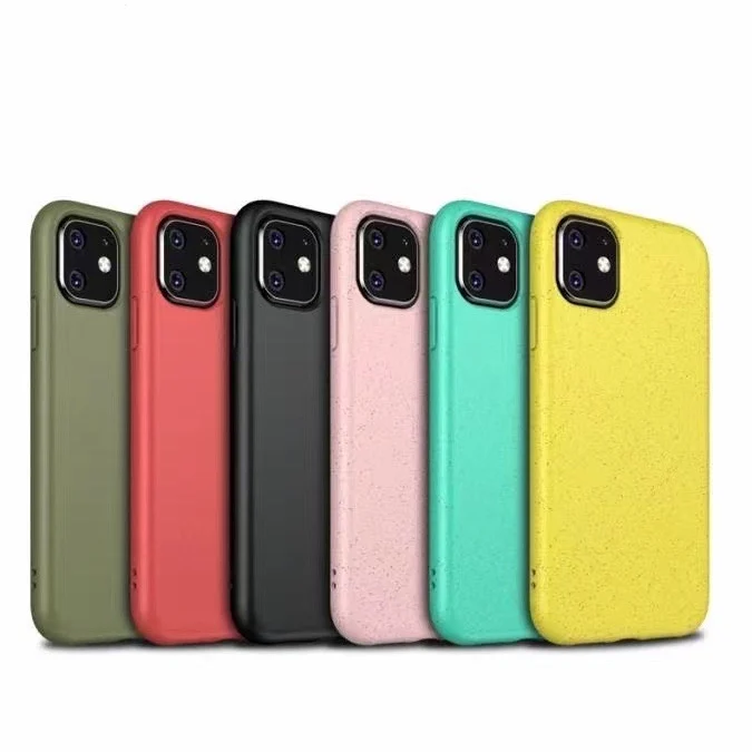 

Eco Friendly Wheat Straw Back Phone Cover Bio Degradable Shockproof Biodegradable Phone Case For apple case, 7 colors