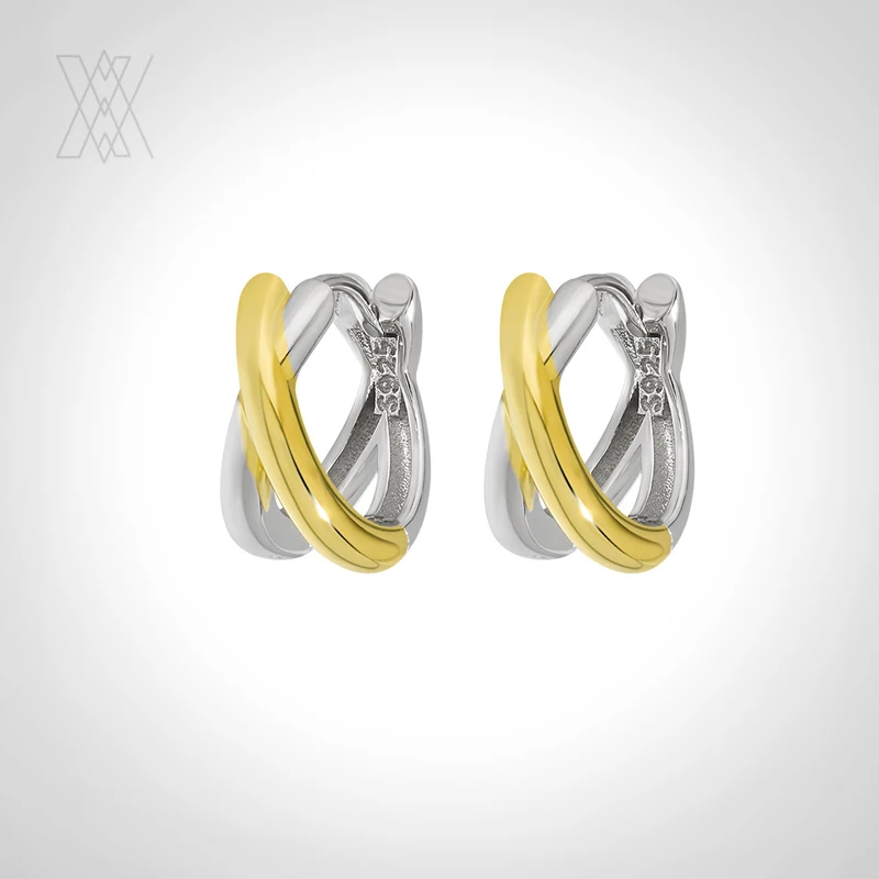 

VIANRLA 925 Sterling Silver Jewelry Double Color Cross Shape Earrings 18k Gold Plated Earring For Women Free Laser Logo