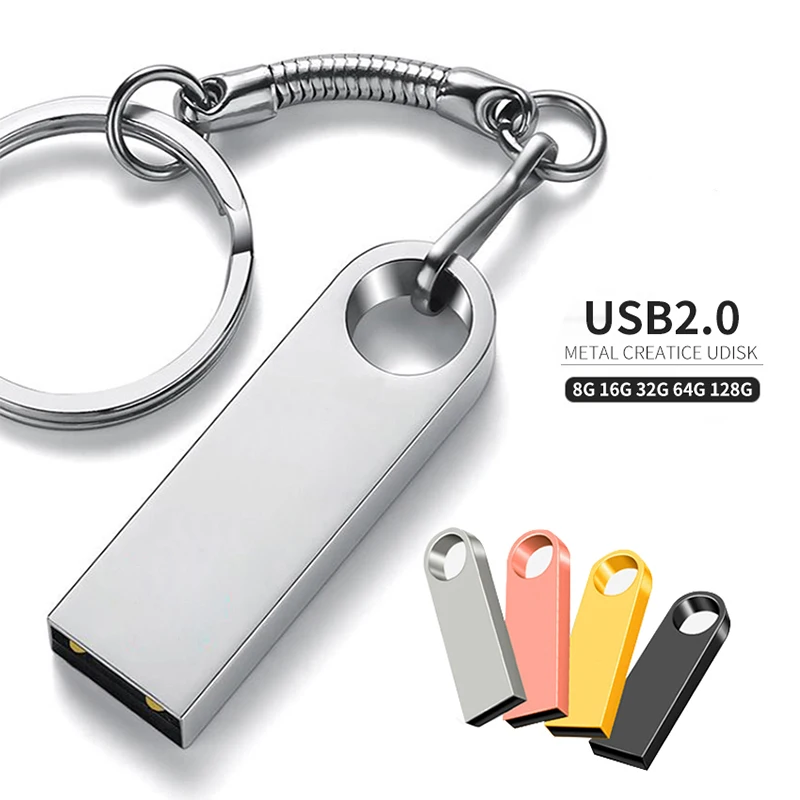 

Custom Metal Flash Drive Sliver Color waterproof pen drive 16GB 8GB 2.0 cle usb key Custom logo usb stick custom usb