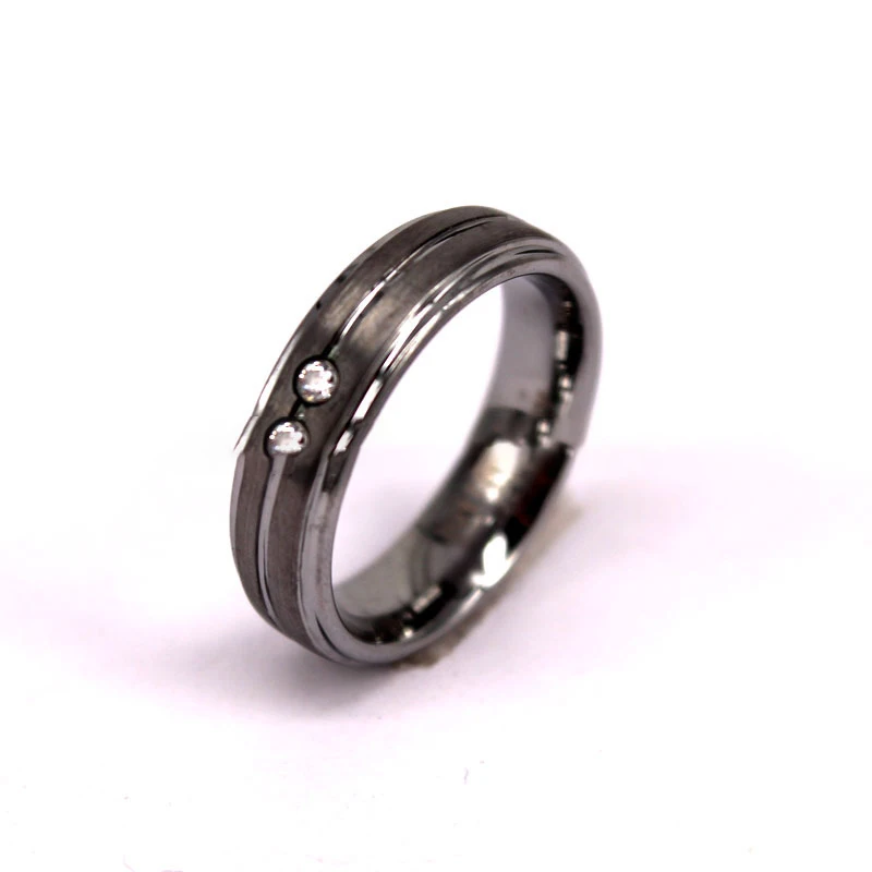 

New Arrival Men Women Thin Rhinestone Tungsten Steel Ring Fashion Vintage Diamond Inlay Wedding Engagement Ring