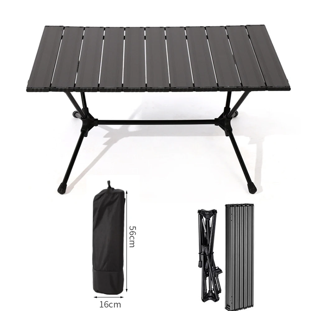 

Camping Folding Table Outdoor Picnic BBQ Table Portable Beach Party Desk, Black