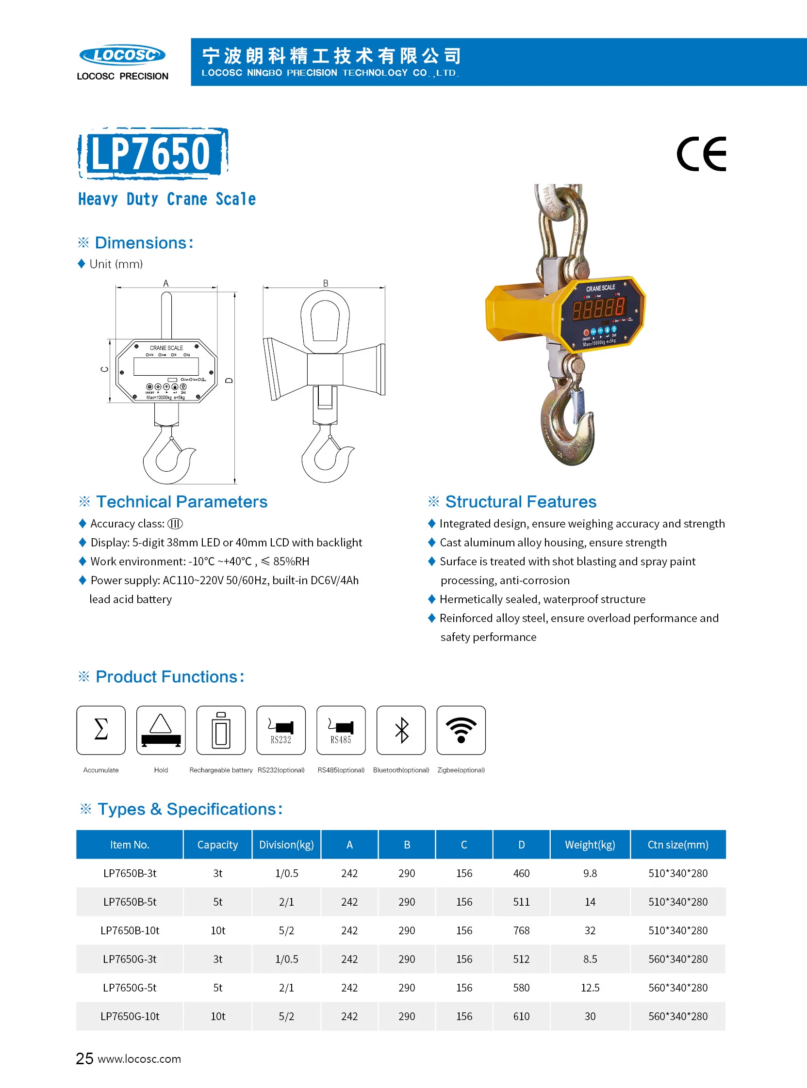 Industrial Weighing Heavy Duty 10 ton 20t Crane Scale with Tension Load Cell - ANKUX.COM