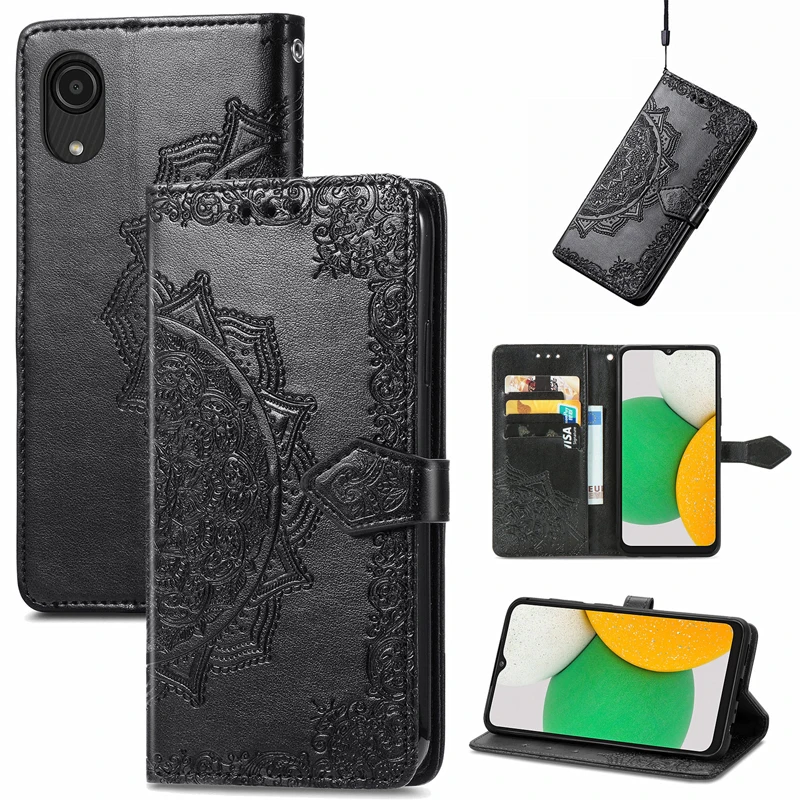 

High Quality New Design Embossed Phone Case for A23 A13 A73 A53 Flip Phone Case Wallet function for Samsung A03 Core