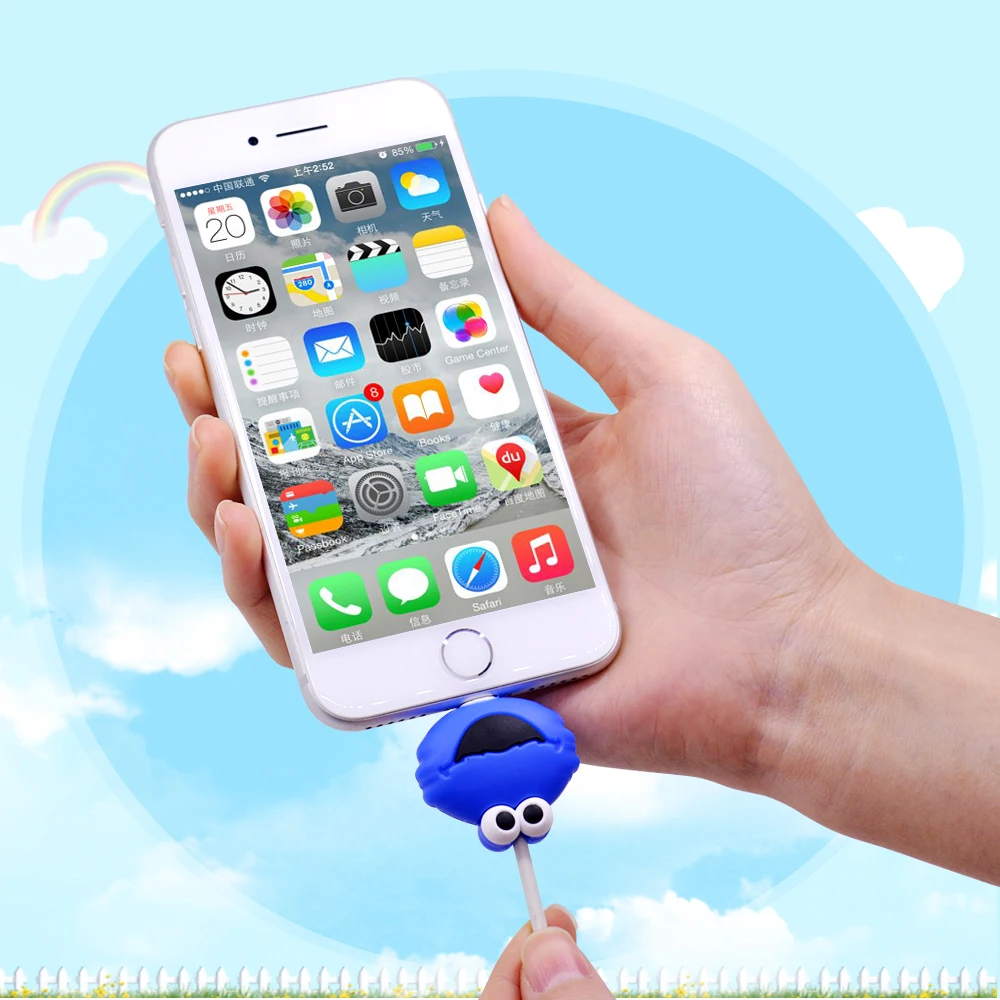 Cute animal bite earphone cord charging usb data cartoon cable protector for iphone