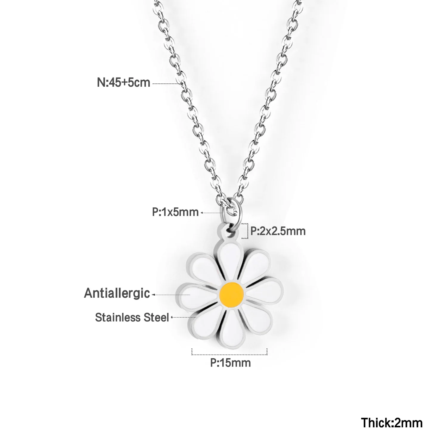 

New Trendy Chain Jewelry Necklace Stainless Steel Gift Gold Custom Flower Design Jewelry Necklace For Womens, Gold/silver avaliable