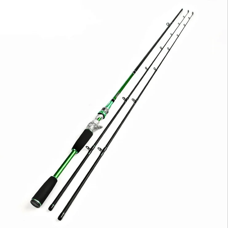 Ultralight Body Casting 2.1m Green Luya Sea Glass Fishing Lure Rod, Green+black