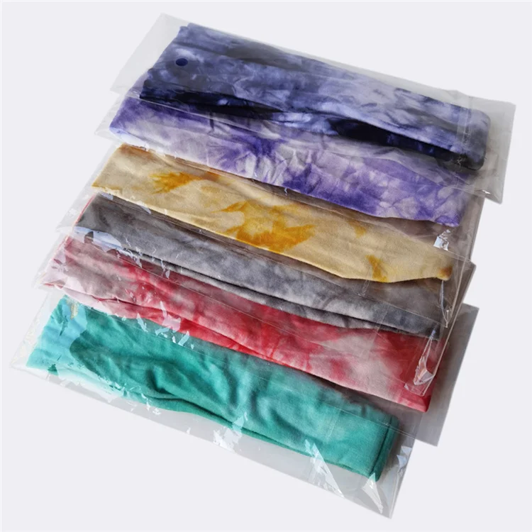 

Customized Logo Stretch Fitness Sporty Headband Sweat-Absorbent Breathable Soft Tie Dye Sports Hair Band, As picture