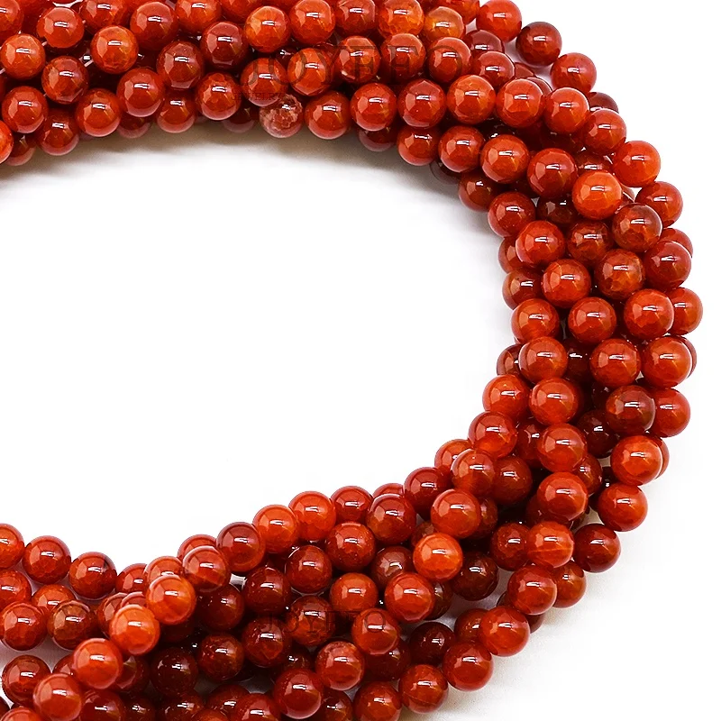 

Natural Darker Red Agate Stone Round Semi Gemstone Loose Beads Round Crystal Energy Stone Healing Power for Jewelry Making