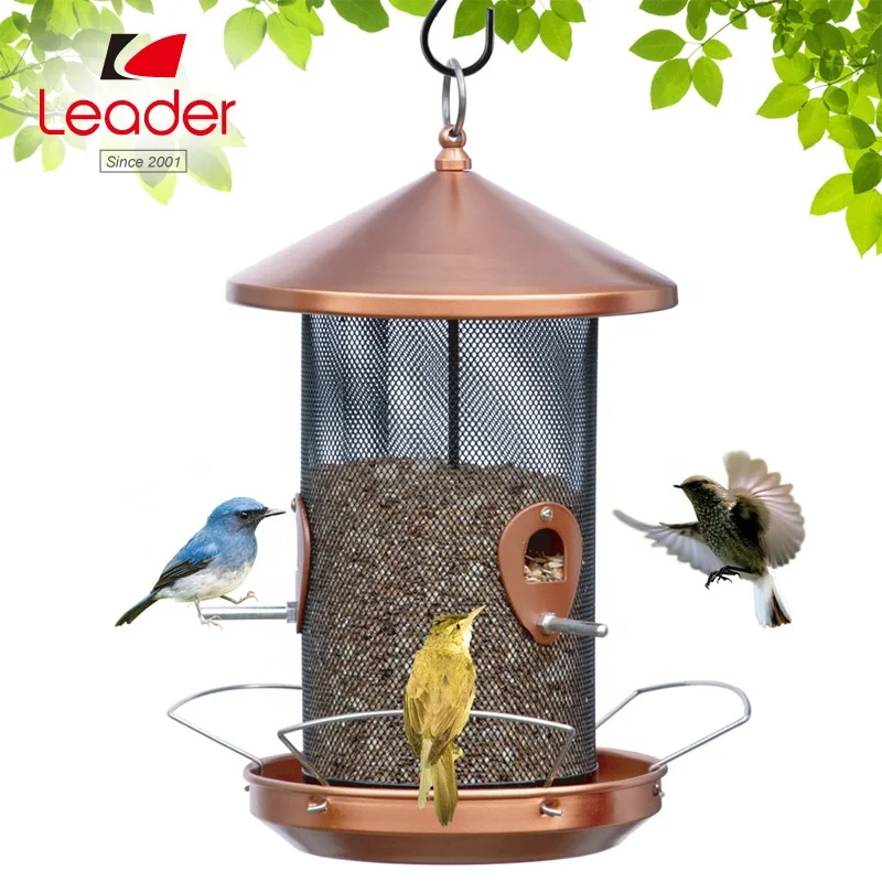 

Bird Feeder Outdoor 12.6 inches Mesh Screen with Copper-Look Large Wild Bird Feeder Comes with Hook to Hang on Tree, Colors