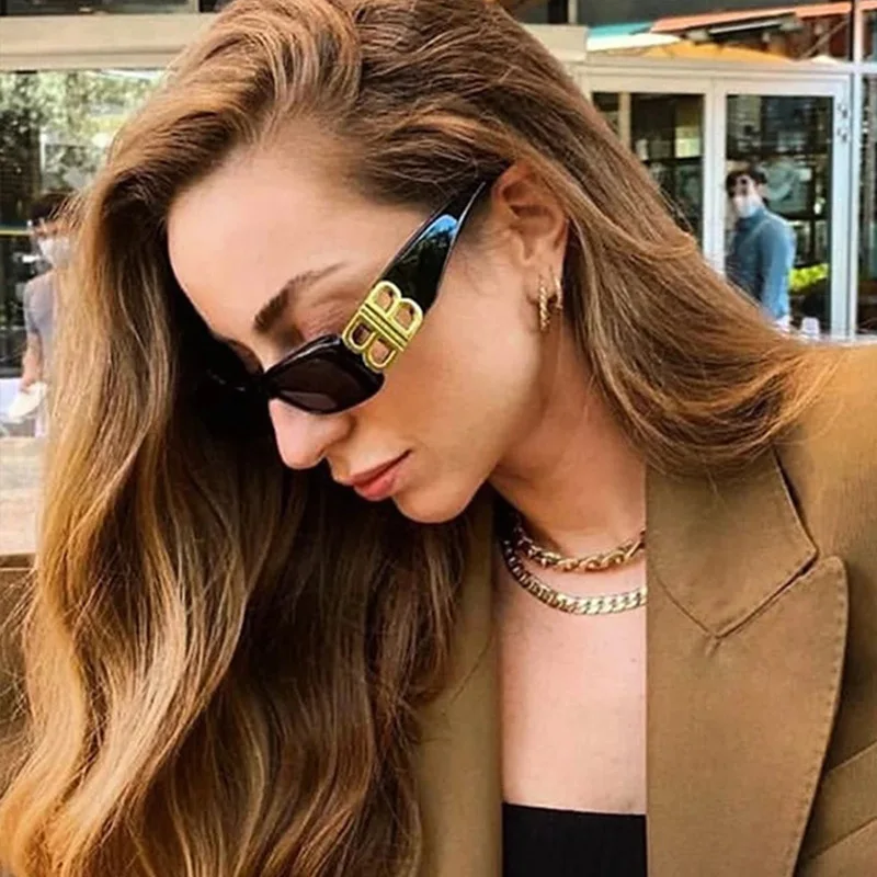 

Small box metal double B RETRO SUNGLASSES female personality trendy glasses