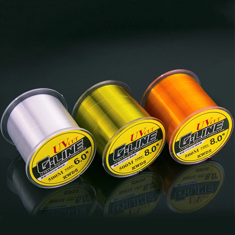 

Wholesale 500M monofilament Super Strong Durable High-density Nylon Quality Fishing Line Fluorocarbon coating line, 4 colors