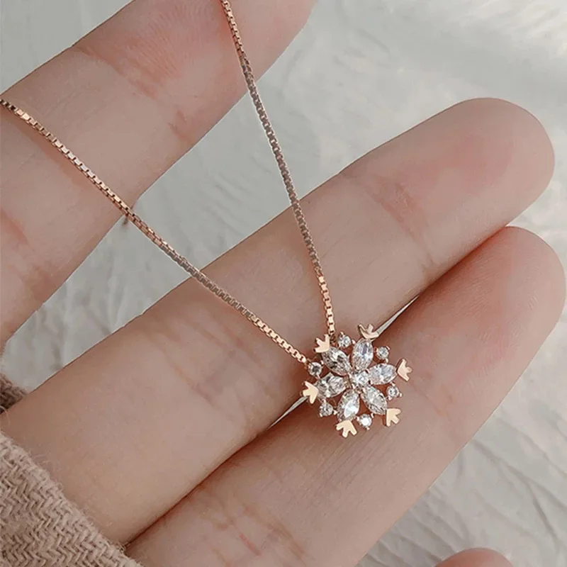 

Pendant Alloy Ladies Chain Choker Jewelry Necklaces New Design Fashion Flower Zircon Snowflake CHRISTIAN Zinc Alloy Trendy Opp, As pic