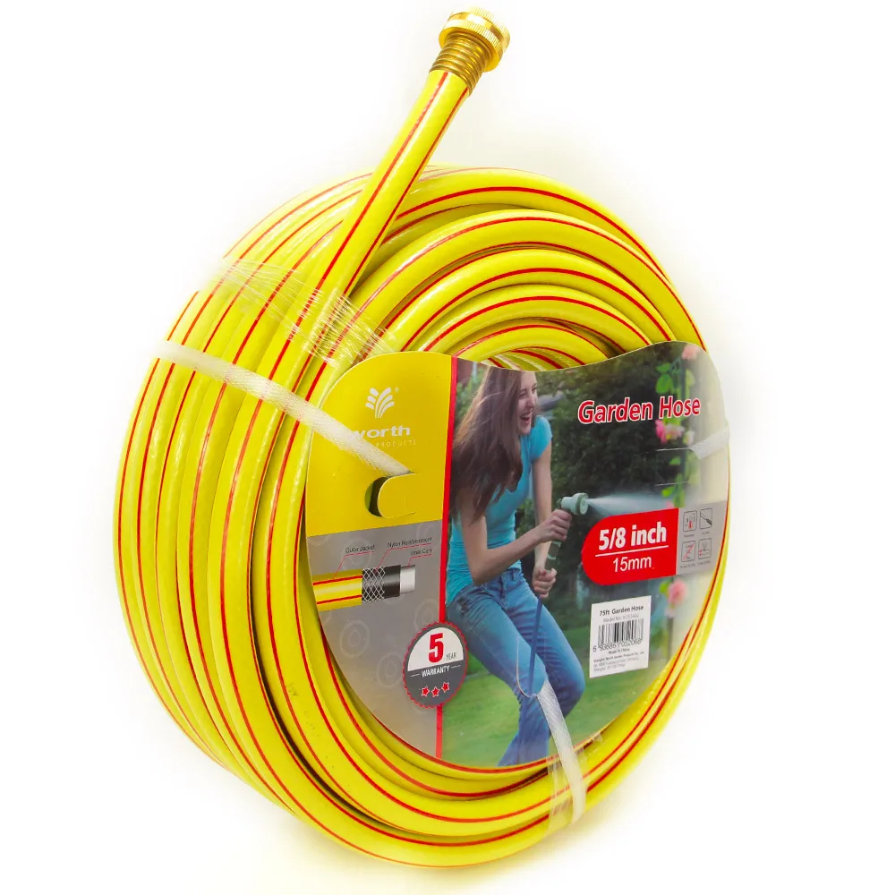 

Heavy Duty Flexible 3-layers 5/8'' Rubber PVC 100 ft Kink Free Garden Water Pipe Hose, Yellow