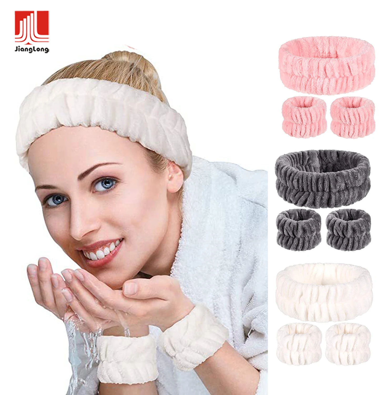 

Spa Headband Wrist Washband Face Wash Set Prevent Liquids Spilling Down Towel Headband Face Wash Wristbands for Women Girls