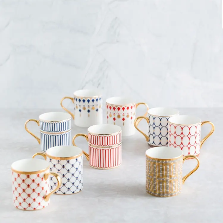 

Wholesale Nordic Ins Gold Circled Mug Luxury Creative Personality Water Cup Household High Quality Ceramic Mugs