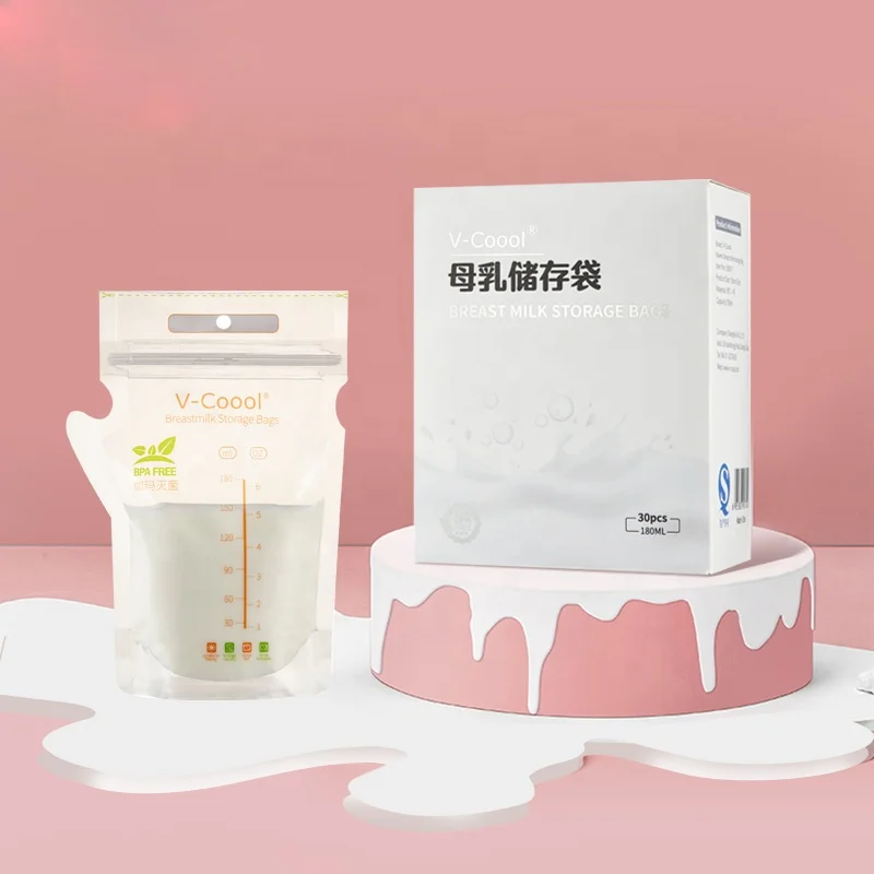 

V-Coool silicone breast milk storage bags self-standing breastmilk bag Oem