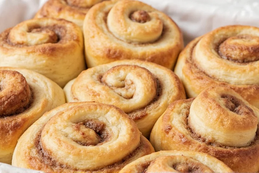 Finished puff pastry cinnamon rolls with icing drizzled on top