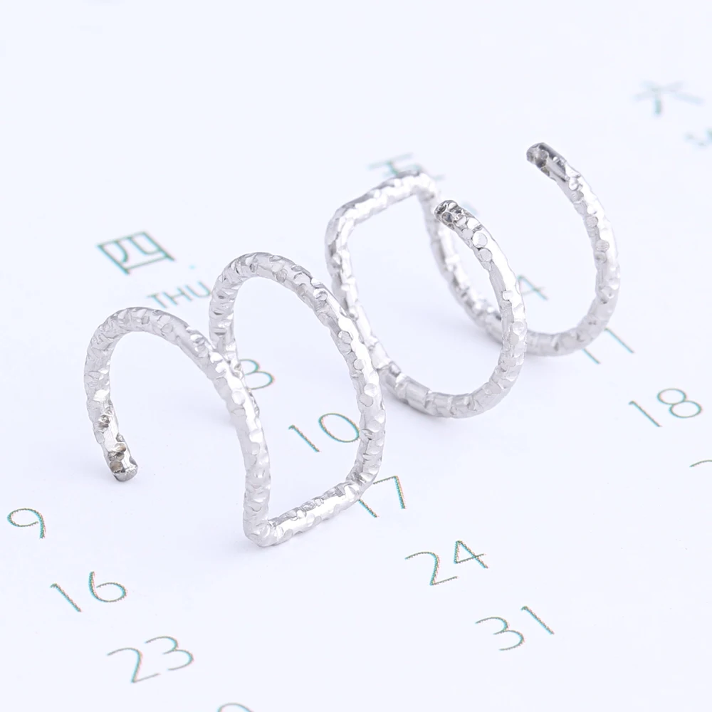 

Stainless Steel Jewelry Ear Cuff Non Piercing Clip on Cartilage Hammered Earrings
