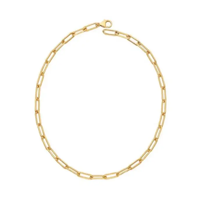 

Jietao Stainless Steel Jewelry Gold Plated Paper Clip Link Chain Necklace Girls Choker Rectangle Paperclip Chain Necklace
