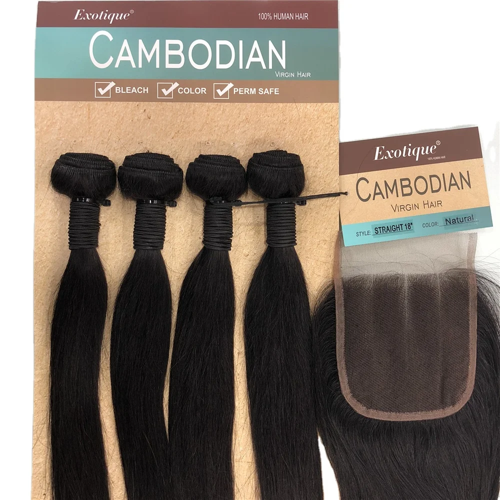 

packet hair 100% cambodian virgin remy hair bundle closure 18"18"18"18" +14" 10A closure and 4 bundles hair, Natural colors