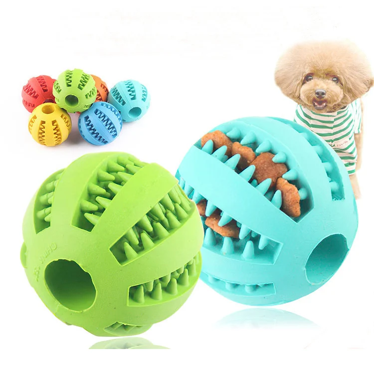 

Custom Durable Rubber Pet Tooth Cleaning Leakage Food Dog Chewing Ball Toy Chew Toys Dog For Pets