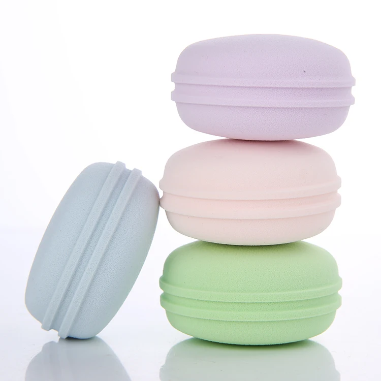 

NEW makeup sponge set A80141 use dry and wet macaron makeup sponge case set for liquid foundation, Yellow,pink,purple or skin color