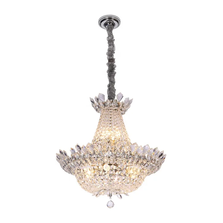 stair hall hotel vintage classic metal hanging decorative crystal luxury led pendant light