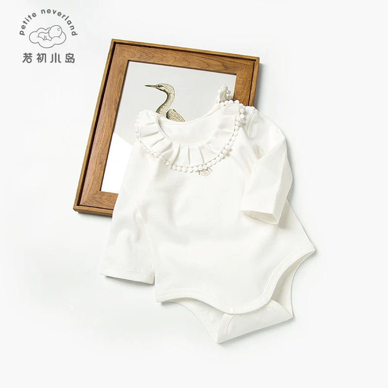 GOTS certified organic cotton newborn plain white baby girl bodysuit clothes romper onesie for babies