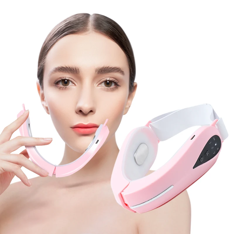 

OEM Customized Face Lifting Chin Slimmer Infrared Vibration V Line Face Lifting Belt Facial Firming Device, Pink/white/oem
