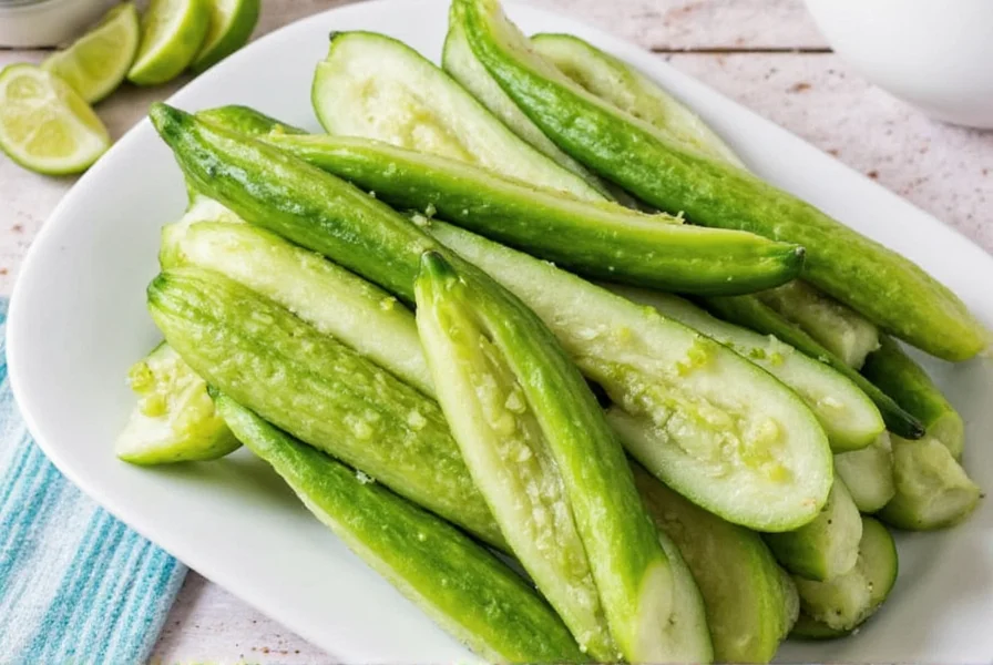 Korean cucumber on cutting board