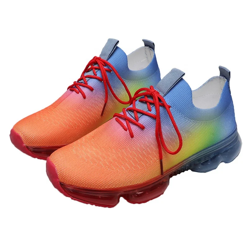 

LESLIDES Knitting Platform Breathable Mesh Woman Color Running Air Sport Shoes Casual Running Shoes For Woman Sport Training, Rainbow canvas sneaker sport shoes