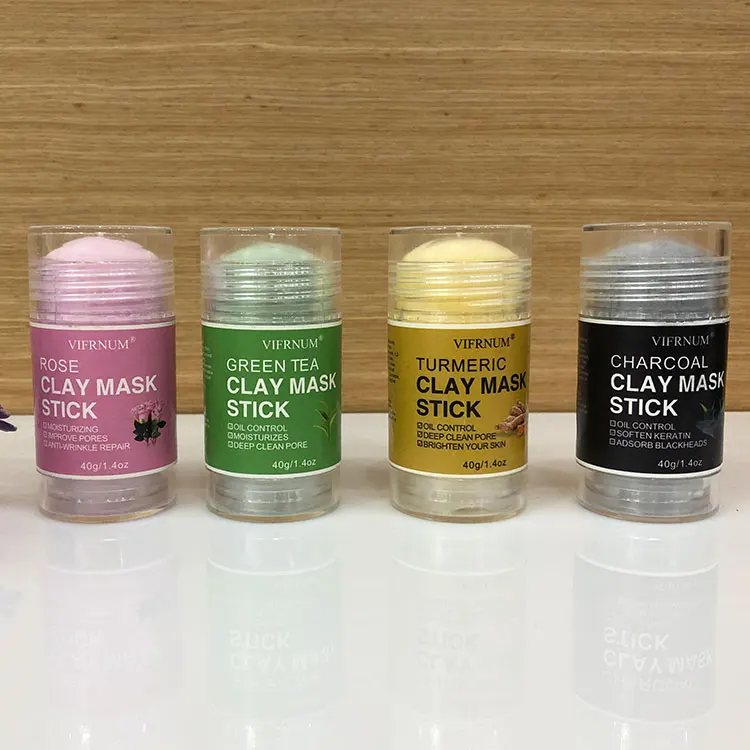 

custom black green pink clay mask stick rose green tea turmeric bamboo charcoal facial mask clay