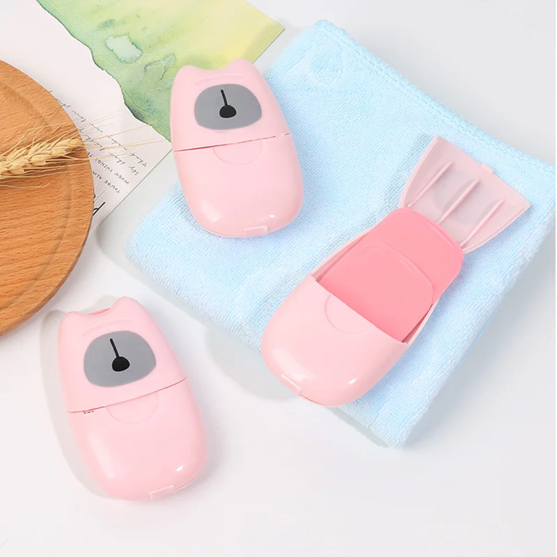 

Disposable Boxed Soap Paper Mini Soap Paper Portable Hand Washing Box 50pcs Travel Convenient Scented Slice Sheets, As photo