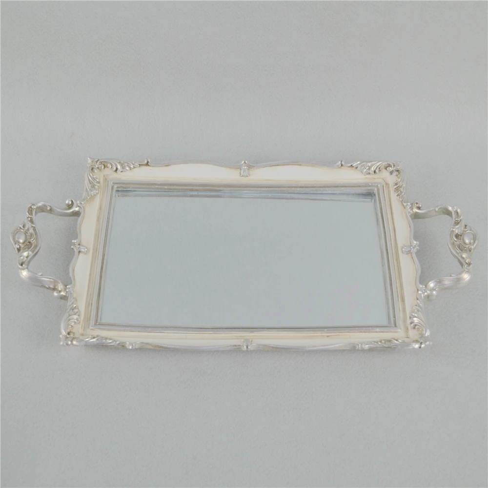 European Style Home Decor Resin Plastic Mirror Tray with printed design