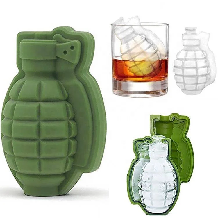 

New Pub Accessories Kitchen Supplies Cake Molds Cake Baking Decor Silicone Ice Cube Mold Ice Cream Trays Mold 3D Grenade Shape, As shown