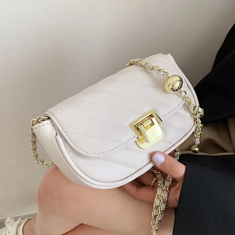 

hot sale quilted women shoulder bags 2021 spring Chic quilted gold chains crossbody bag, 4 color