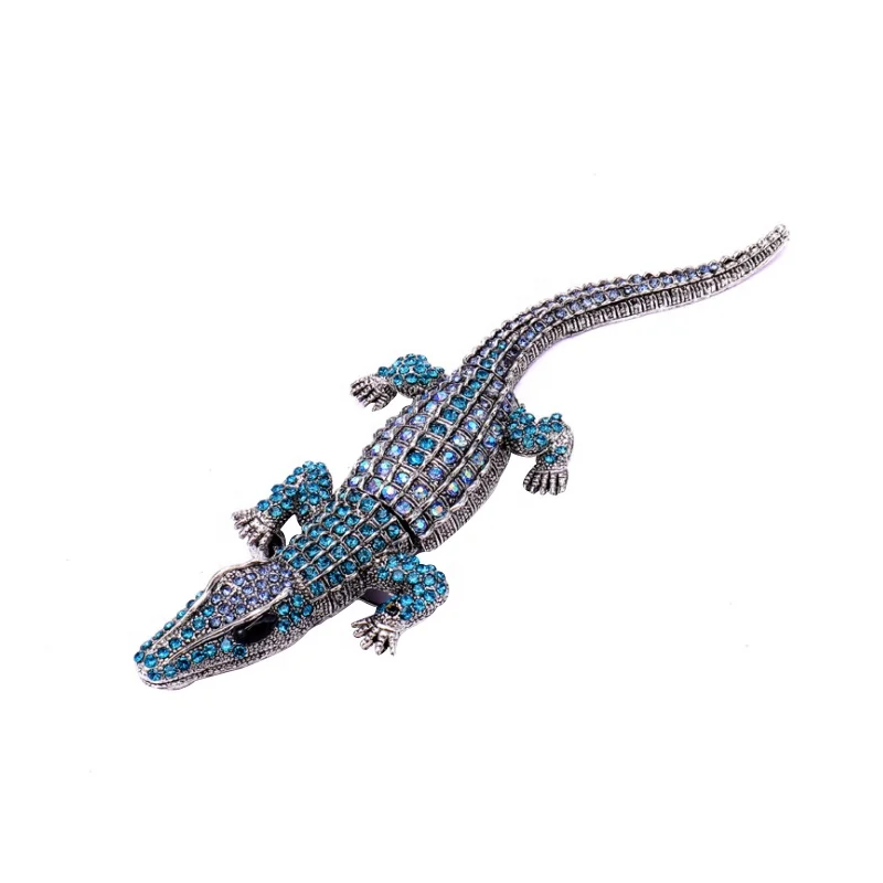 

Fashion and popular unisex cute cartoon electroplated rhinestone shaped crocodile brooch