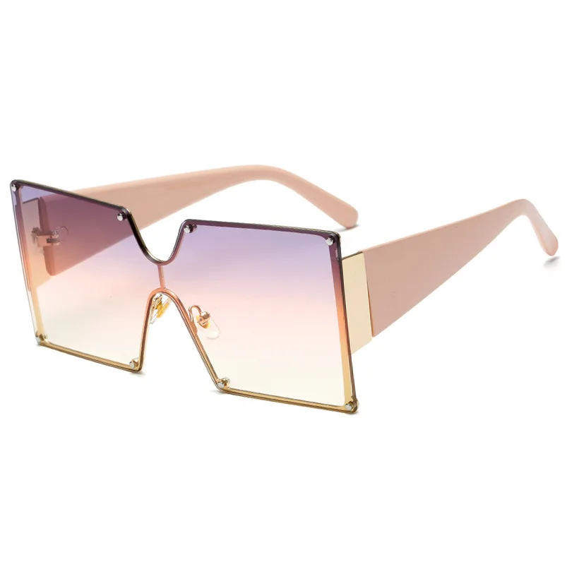 

Hot Fashion Brand Designer women metal luxury fashion Brand rimless sunglasses oversized square sunglasses Sonnenbrillen