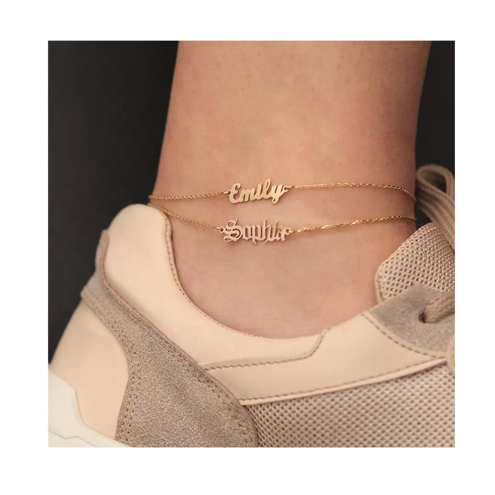 

Top Selling Women Gold Cross Letter Anklet Bracelet Stainless Steel Foot Jewelry Stainless Steel Initial Customized Anklets