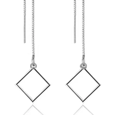 

Zinc Alloy Triangle round square ear line geometric long earring, 3 color avaiable