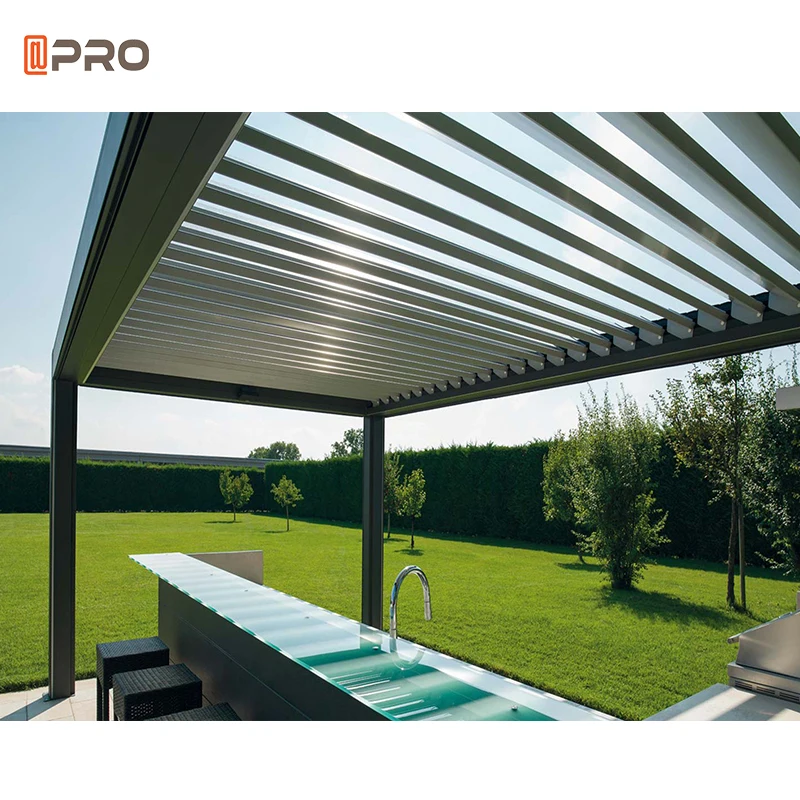 

Addossata Aluminium Alloy Glass Motorisvh Gazebo Hierro Pergola, Customized colors