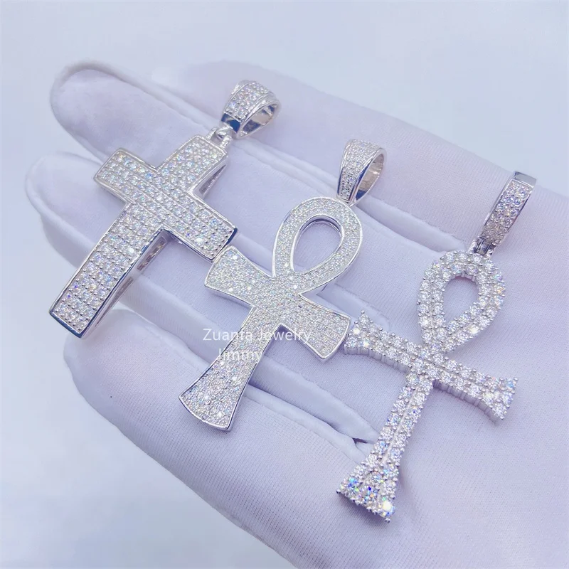 

Iced Out Ready To Ship In Stock 925 Sterling Silver Moissanite Diamond Pendant Charm