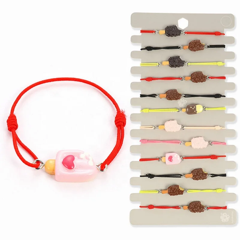 

Cute Rope Chain Acrylic Wristband Jewelry Beautiful colorful Cartoon fruit ice cream Adjustable Charms Braided Bracelet, Picture